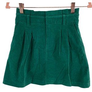 Forever 21 Women's Size Small Forest Green Corduroy A-Line Pleated Mini Skirt